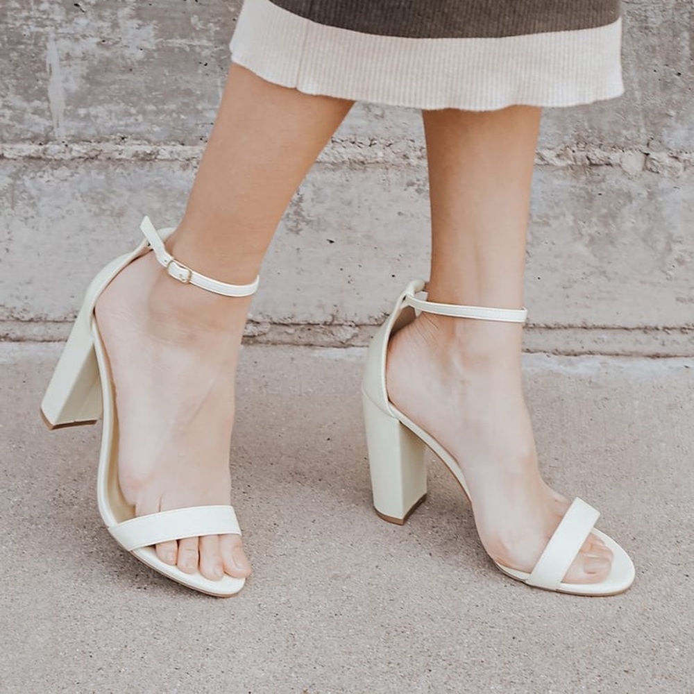 Taylor Off White Ankle Strap Heels